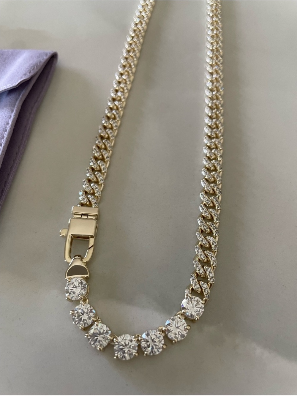 NWT Melinda Maria Gold “Pavé Julian Loves Diamonds Necklace 6.8mm” - Picture 5 of 9